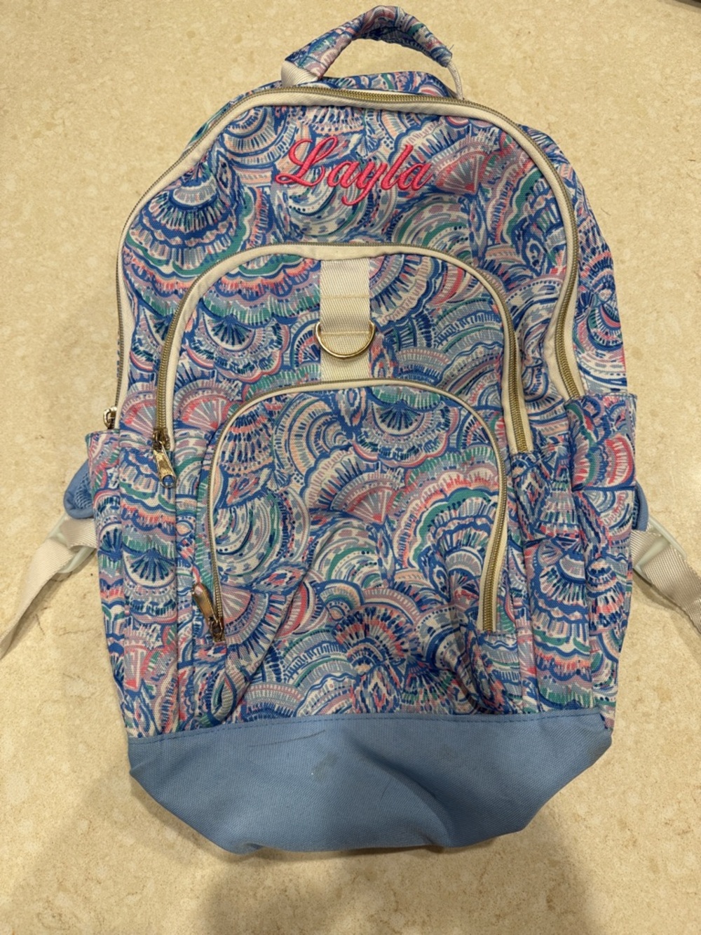 Pottery Barn Kids “Layla” Monogram Pattern Backpack XL